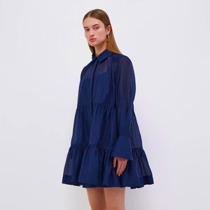 Simkhai Savani Organdy Tiered shirt dress Midnight Blue Size Large
